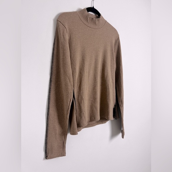 NEW J. Crew Women's XL Caramel Cotton Premium Rib Whipstitch Mock Turtleneck - Picture 5 of 12